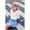 Arshiner Girls Puff Long Sleeve Shirts Crew Neck Lantern Sleeve Tunic Tops Casual Shirts for Gilrs Soft Comfy Blouses(White)
