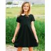 Arshiner Girls Short Sleeve School Dresses Peter Pan Collar Cotton Holiday Flare Skater Dress
