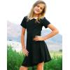Arshiner Girls Short Sleeve School Dresses Peter Pan Collar Cotton Holiday Flare Skater Dress