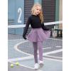 Arshiner Girls Sports Skirted Leggings Casual Ruffle Skater Skirt with Athletic Pants Pantskirts(Purple)