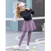 Arshiner Girls Sports Skirted Leggings Casual Ruffle Skater Skirt with Athletic Pants Pantskirts(Purple)