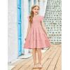 Arshiner Girls Summer Flutter Short Sleeve Sundress Smocked Elastic Waist Tiered Midi Dress with Pockets(Light Pink)