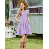 Arshiner Girls Summer Flutter Short Sleeve Sundress Smocked Elastic Waist Tiered Midi Dress with Pockets(Lilac)