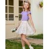 Arshiner Girls T Shirts Lace Petal Short Sleeves Kids Crewneck Casual Blouse Summer Tops Tees(Purple)