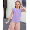 Arshiner Girls T Shirts Lace Petal Short Sleeves Kids Crewneck Casual Blouse Summer Tops Tees(Purple)