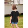 Arshiner Girls T-Shirt Kids Casual Tunic Tops Lace Short Sleeve Loose Soft Blouse(Black)