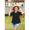 Arshiner Girls T-Shirt Kids Casual Tunic Tops Lace Short Sleeve Loose Soft Blouse(Black)