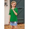 Arshiner Girls T-Shirt Kids Casual Tunic Tops Lace Short Sleeve Loose Soft Blouse(Green)