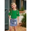 Arshiner Girls T-Shirt Kids Casual Tunic Tops Lace Short Sleeve Loose Soft Blouse(Green)