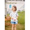 Arshiner Girls T-Shirt Kids Casual Tunic Tops Lace Short Sleeve Loose Soft Blouse(Pat2)