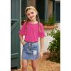 Arshiner Girls T-Shirt Kids Casual Tunic Tops Lace Short Sleeve Loose Soft Blouse(Rose Red)