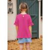 Arshiner Girls T-Shirt Kids Casual Tunic Tops Lace Short Sleeve Loose Soft Blouse(Rose Red)