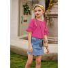 Arshiner Girls T-Shirt Kids Casual Tunic Tops Lace Short Sleeve Loose Soft Blouse(Rose Red)