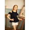 Arshiner Girls T-Shirts Short Sleeve with Cold Shoulder Ruffle Hem Blouse Cute Floral Print Tee Tops