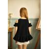 Arshiner Girls T-Shirts Short Sleeve with Cold Shoulder Ruffle Hem Blouse Cute Floral Print Tee Tops