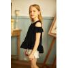 Arshiner Girls T-Shirts Short Sleeve with Cold Shoulder Ruffle Hem Blouse Cute Floral Print Tee Tops