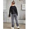 Arshiner Kids Girls Tie Dye Joggers Comfort Loose Sweatpants High Waist Trouser(Black Plaid)