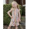 Arshiner Toddler Girl Clothes 2 Piece Summer Outfit Ruffle Sleeveless Top and Shorts Set with Pockets 2-7Y(Brown Stripe)