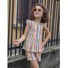 Arshiner Toddler Girl Clothes 2 Piece Summer Outfit Ruffle Sleeveless Top and Shorts Set with Pockets 2-7Y(Brown Stripe)