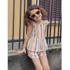 Arshiner Toddler Girl Clothes 2 Piece Summer Outfit Ruffle Sleeveless Top and Shorts Set with Pockets 2-7Y(Brown Stripe)
