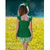 Arshiner Toddler Girl Clothes 2 Piece Summer Outfit Ruffle Sleeveless Top and Shorts Set with Pockets 2-7Y(Green Leaf)