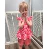 Arshiner Toddler Girl Clothes 2 Piece Summer Outfit Ruffle Sleeveless Top and Shorts Set with Pockets 2-7Y(Pink Tie Dye)