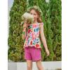 Arshiner Toddler Girl Clothes 2 Piece Summer Outfit Ruffle Sleeveless Top and Shorts Set with Pockets 2-7Y(Pink/Blue Floral)