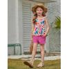 Arshiner Toddler Girl Clothes 2 Piece Summer Outfit Ruffle Sleeveless Top and Shorts Set with Pockets 2-7Y(Pink/Blue Floral)