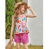 Arshiner Toddler Girl Clothes 2 Piece Summer Outfit Ruffle Sleeveless Top and Shorts Set with Pockets 2-7Y(Pink/Blue Floral)