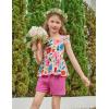 Arshiner Toddler Girl Clothes 2 Piece Summer Outfit Ruffle Sleeveless Top and Shorts Set with Pockets 2-7Y(Pink/Blue Floral)