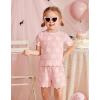 Arshiner Toddler Girls Clothes Ruffle Short Sleeves Crewneck Tops and Shorts with Pockets Cute Summer 2 Pieces Short Sets(Daisy Pink)