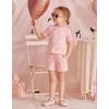 Arshiner Toddler Girls Clothes Ruffle Short Sleeves Crewneck Tops and Shorts with Pockets Cute Summer 2 Pieces Short Sets(Daisy Pink)