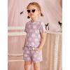 Arshiner Toddler Girls Clothes Ruffle Short Sleeves Crewneck Tops and Shorts with Pockets Cute Summer 2 Pieces Short Sets(Daisy Purple)