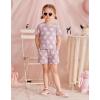 Arshiner Toddler Girls Clothes Ruffle Short Sleeves Crewneck Tops and Shorts with Pockets Cute Summer 2 Pieces Short Sets(Daisy Purple)