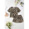 Arshiner Toddler Girls Clothes Ruffle Short Sleeves Crewneck Tops and Shorts with Pockets Cute Summer 2 Pieces Short Sets(Leopard Print)