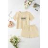 Arshiner Toddler Girls Clothes Ruffle Short Sleeves Crewneck Tops and Shorts with Pockets Cute Summer 2 Pieces Short Sets(Letter Print)