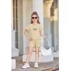 Arshiner Toddler Girls Clothes Ruffle Short Sleeves Crewneck Tops and Shorts with Pockets Cute Summer 2 Pieces Short Sets(Letter Print)