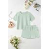 Arshiner Toddler Girls Clothes Ruffle Short Sleeves Crewneck Tops and Shorts with Pockets Cute Summer 2 Pieces Short Sets(Light Green)