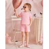 Arshiner Toddler Girls Clothes Ruffle Short Sleeves Crewneck Tops and Shorts with Pockets Cute Summer 2 Pieces Short Sets(Light Pink)