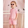 Arshiner Toddler Girls Clothes Ruffle Short Sleeves Crewneck Tops and Shorts with Pockets Cute Summer 2 Pieces Short Sets(Light Pink)