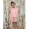 Arshiner Toddler Girls Clothes Ruffle Short Sleeves Crewneck Tops and Shorts with Pockets Cute Summer 2 Pieces Short Sets(Light Pink)