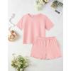 Arshiner Toddler Girls Clothes Ruffle Short Sleeves Crewneck Tops and Shorts with Pockets Cute Summer 2 Pieces Short Sets(Light Pink)