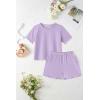 Arshiner Toddler Girls Clothes Ruffle Short Sleeves Crewneck Tops and Shorts with Pockets Cute Summer 2 Pieces Short Sets(Light Purple)