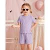 Arshiner Toddler Girls Clothes Ruffle Short Sleeves Crewneck Tops and Shorts with Pockets Cute Summer 2 Pieces Short Sets(Light Purple)