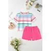 Arshiner Toddler Girls Clothes Ruffle Short Sleeves Crewneck Tops and Shorts with Pockets Cute Summer 2 Pieces Short Sets(Rainbow Stripe)