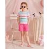Arshiner Toddler Girls Clothes Ruffle Short Sleeves Crewneck Tops and Shorts with Pockets Cute Summer 2 Pieces Short Sets(Rainbow Stripe)