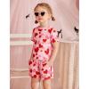 Arshiner Toddler Girls Clothes Ruffle Short Sleeves Crewneck Tops and Shorts with Pockets Cute Summer 2 Pieces Short Sets(Red&heart Print)