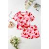 Arshiner Toddler Girls Clothes Ruffle Short Sleeves Crewneck Tops and Shorts with Pockets Cute Summer 2 Pieces Short Sets(Red&heart Print)