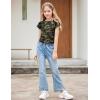 Girls T Shirts Ruffle Short Sleeve Round Neck Loose Blouse Summer Solid Color Casual Girl Tee Tops for 3-12 Years(Camo)