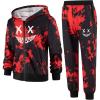 Arshiner Boys’ 2 Piece Athletic Tracksuit Jogging Outfit Sweatsuit Zip Up Hoodie and Active Pants Sets for Kids 5-14 Years(Tie Dye-red/Black)